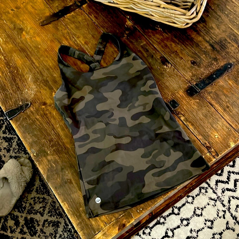 Senita athletics racer camo back tank top